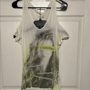 Guess White Tank Top with Lime Graphic 'Undefined'